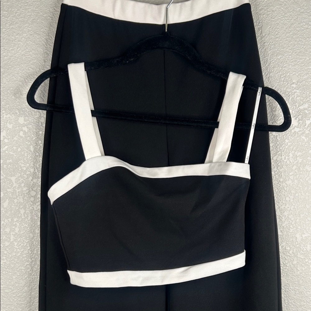 Lulus Set for Perfection Black White Color Block Two Piece Jumpsuit Size Small - Picture 6 of 13
